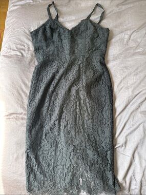 Aqua Lace Midi Slip Dress
